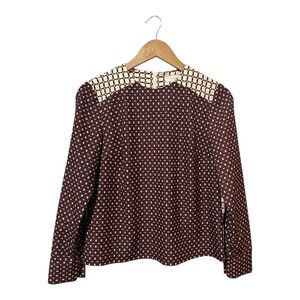 Mignon Doo Blouse Long Sleeve Women's Size Small Top Shirt Brown Modest